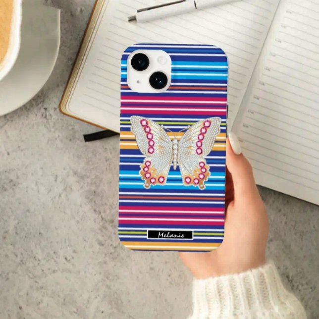 Funda De Case-Mate Para iPhone  Butterfly gold Jewelry Rainbow abstract stripes (Subido por el creador)