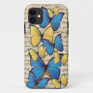 Funda Para iPhone 11 Butterrflies azules y amarillos