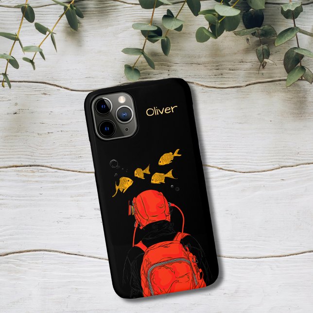 Funda De Case-Mate Para iPhone Buzo y pez dorado (Subido por el creador)