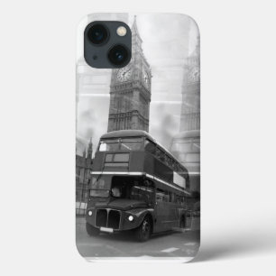 Funda Para iPhone 13 BW Black & White London Bus & Big Ben