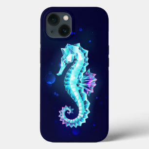 Funda Para iPhone 13 caballito de mar de hielo de cristal sobre fondo a