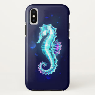 Funda Para iPhone XS caballito de mar de hielo de cristal sobre fondo a