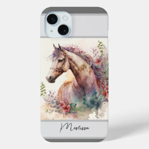 Funda Para iPhone 15 Mini Caballo acuarela