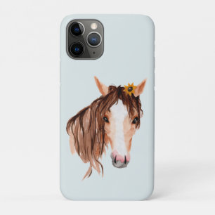 Funda Para iPhone 11 Pro Caballo acuarela con girasol