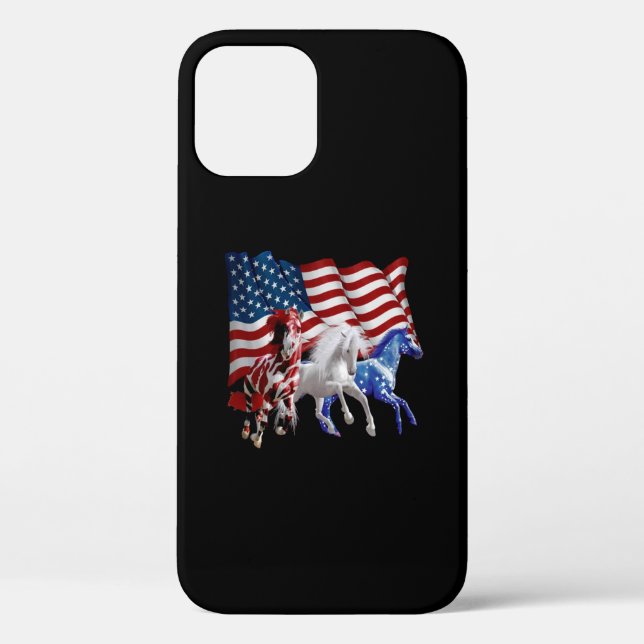 Funda De Case-Mate Para iPhone Caballo Bandera Estadounidense (Reverso )