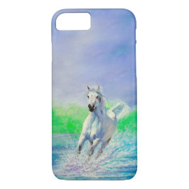 Funda Para iPhone 8/7 Caballo blanco corriendo en estuche de teléfono IP