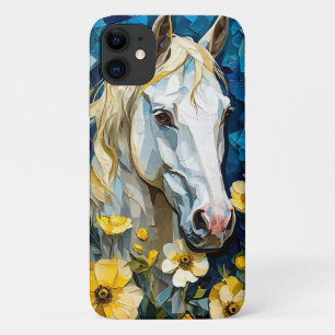 Funda Para iPhone 11 Caballo blanco y flores