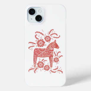 Funda Para iPhone 15 Mini Caballo Dala sueco rojo y blanco