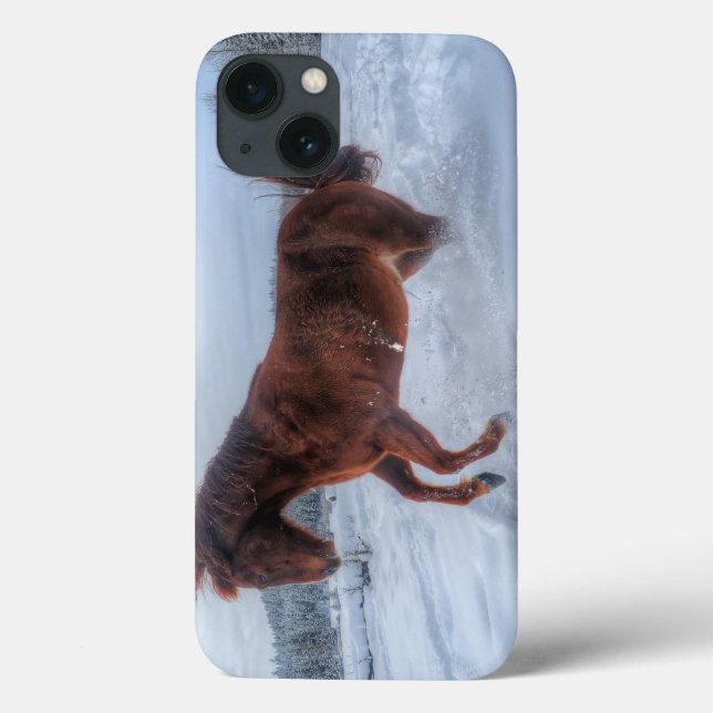 Funda De Case-Mate Para iPhone Caballo de acedera criándose en nieve de invierno (Reverso)