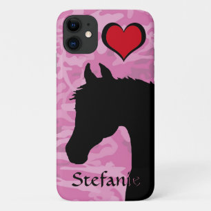 Funda Para iPhone 11 Caballo de Corazón (camo rosa)