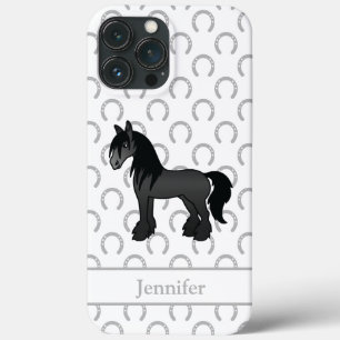 Funda Para iPhone 13 Pro Max Caballo de dibujos animados Black Gypsy Vanner Cly