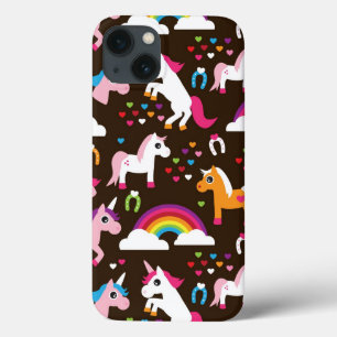 Funda Para iPhone 13 caballo de fondo de los niños del arco iris unicor