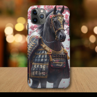 Funda Para iPhone 11 Pro Max Caballo de la guerra de Samurai con flores de cere