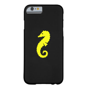 Funda Barely There Para iPhone 6 Caballo de mar amarillo-sobre-negro