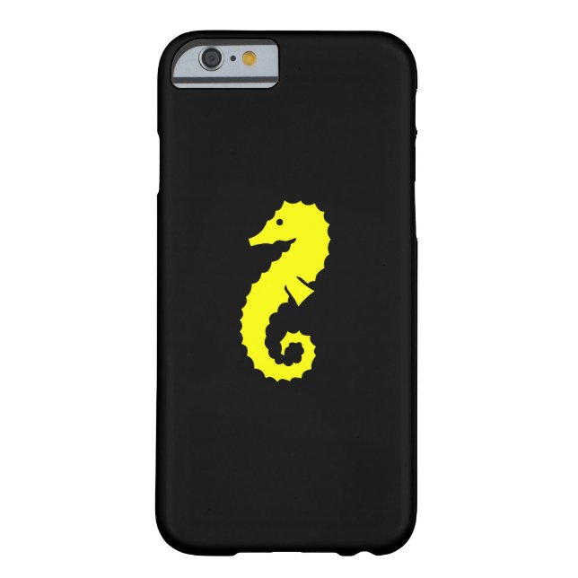 Funda De Case-Mate Para iPhone Caballo de mar amarillo-sobre-negro (Reverso)