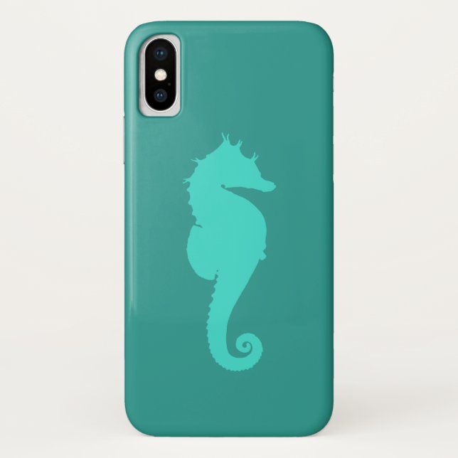 Funda De Case-Mate Para iPhone Caballo de mar turquesa (Reverso)