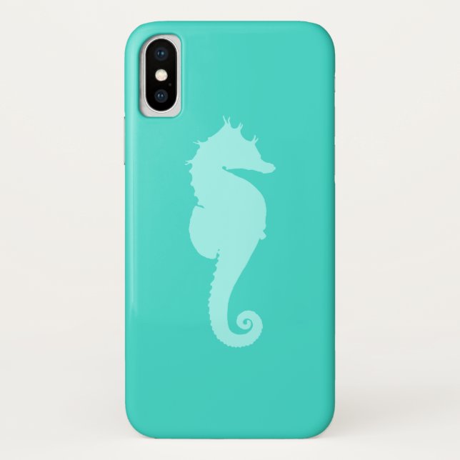 Funda De Case-Mate Para iPhone Caballo de mar turquesa 2 (Reverso)