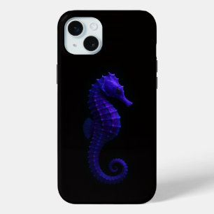 Funda Para iPhone 15 Mini Caballo de mar violeta azul, Black 4 Luxe