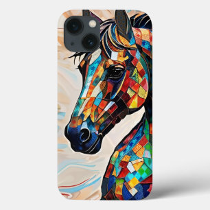 Funda Para iPhone 13 Caballo de mosaico de vidrio trenzado Multicolor 1