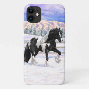 Funda Para iPhone 11 Caballo de Vanner de Black Pinto Piebald Gypsy