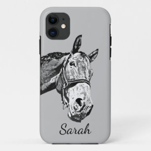 Funda Para iPhone 11 Caballo divertido buscando a un animal Personaliza