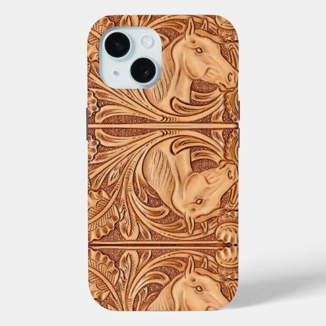 Funda De Case-Mate Para iPhone caballo ecuestre rústico de cuero de campo occiden (Reverso )