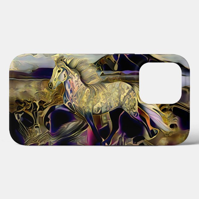 Funda De Case-Mate Para iPhone Caballo islandés Art Deco (Reverso (Horizontal))