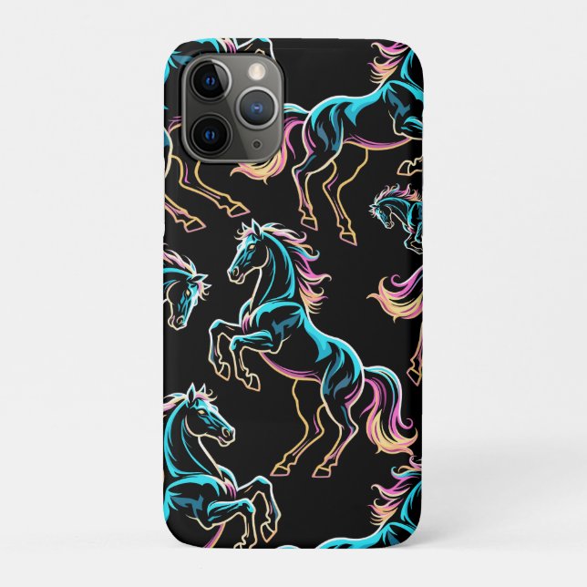 Funda De Case-Mate Para iPhone Caballo Luz de Neón Glitch Estilo Retro (Reverso)