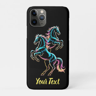 Funda Para iPhone 11 Pro Caballo Luz de Neón Glitch Estilo Retro