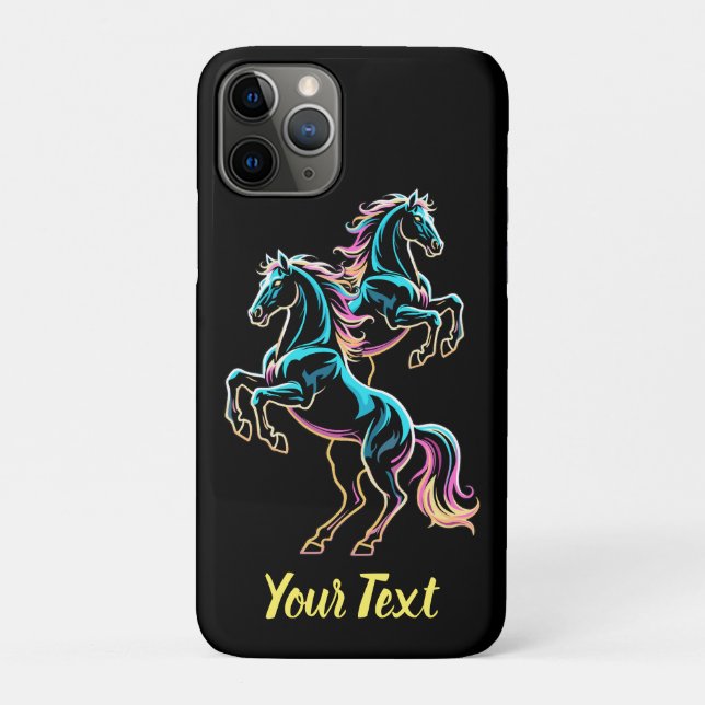 Funda De Case-Mate Para iPhone Caballo Luz de Neón Glitch Estilo Retro (Reverso)