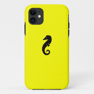 Funda Para iPhone 11 Caballo marino oceánico negro sobre amarillo