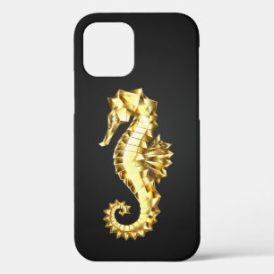 Funda Para iPhone 12 Caballo marino polígono de oro