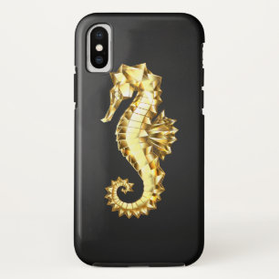 Funda Para iPhone X Caballo marino polígono de oro