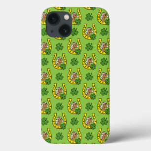 Funda Para iPhone 13 Caballo marrón con zapato de caballo dorado, patró
