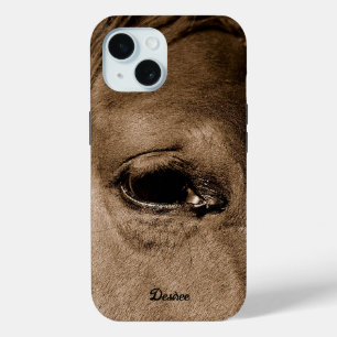 Funda Para iPhone 15 Caballo marrón vintage ruso occidental