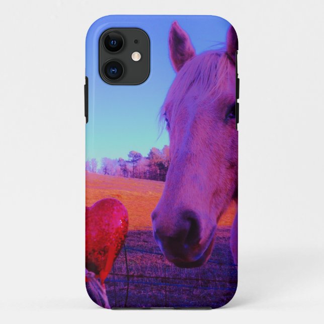 Funda De Case-Mate Para iPhone Caballo marrón y corazón rojo (Reverso)