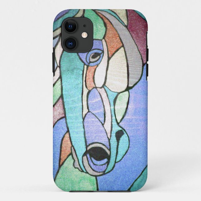 Funda De Case-Mate Para iPhone Caballo metálico en estuche azul IPhone (Reverso)