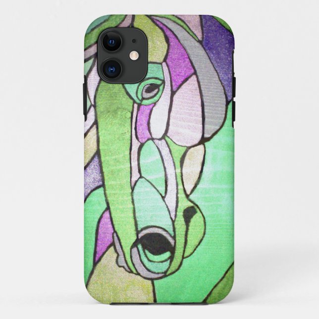 Funda De Case-Mate Para iPhone Caballo metálico en estuche Green IPhone (Reverso)