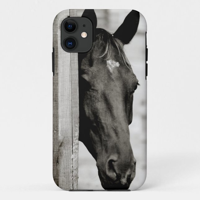 Funda De Case-Mate Para iPhone Caballo negro curioso (Reverso)