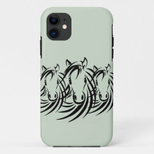 Funda Para iPhone 11 Caballo negro de cabeza verde