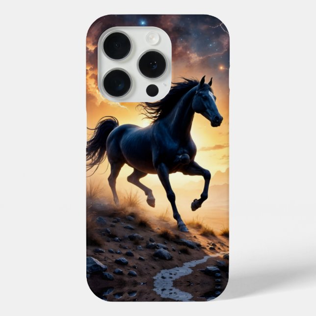 Funda De Case-Mate Para iPhone Caballo Negro en el Desierto  (Reverso )