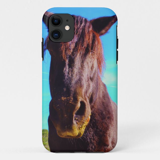Funda De Case-Mate Para iPhone Caballo púrpura con boca verde (Reverso)