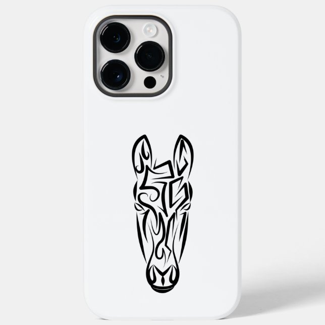 Funda De Case-Mate Para iPhone Caballo tribal blanco y negro (Reverso )
