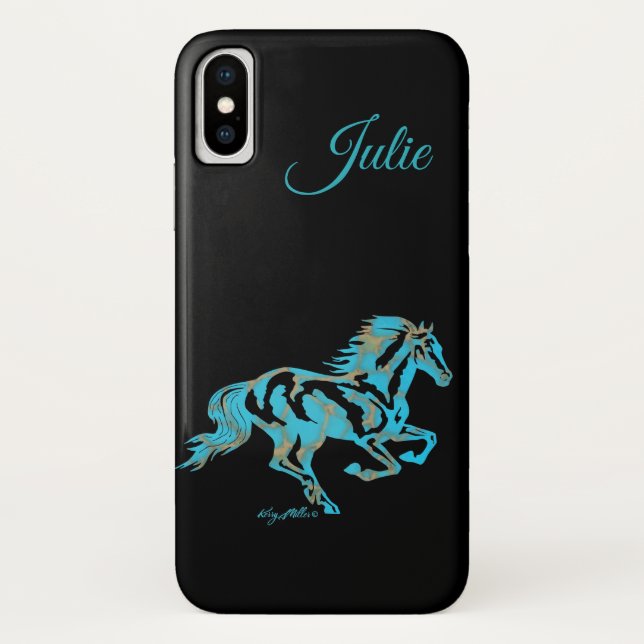 Funda De Case-Mate Para iPhone Caballo turquesa (Reverso)