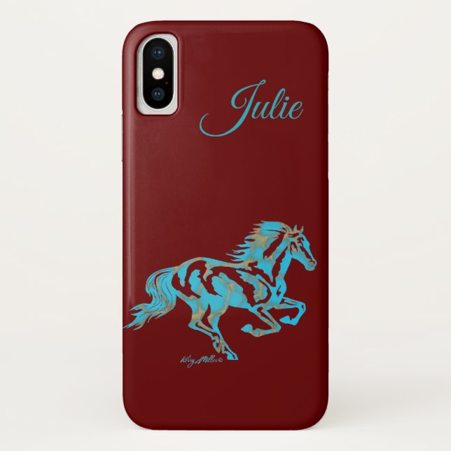 Funda De Case-Mate Para iPhone Caballo turquesa (Reverso)