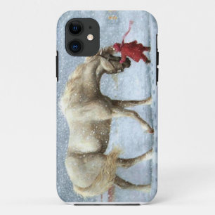 Funda Para iPhone 11 Caballo y Chica en Nieve