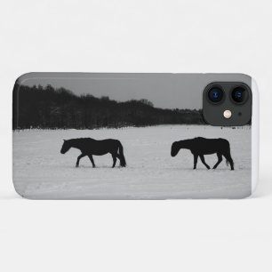 Funda Para iPhone 11 Caballos Con Hiphcnm De Nieve