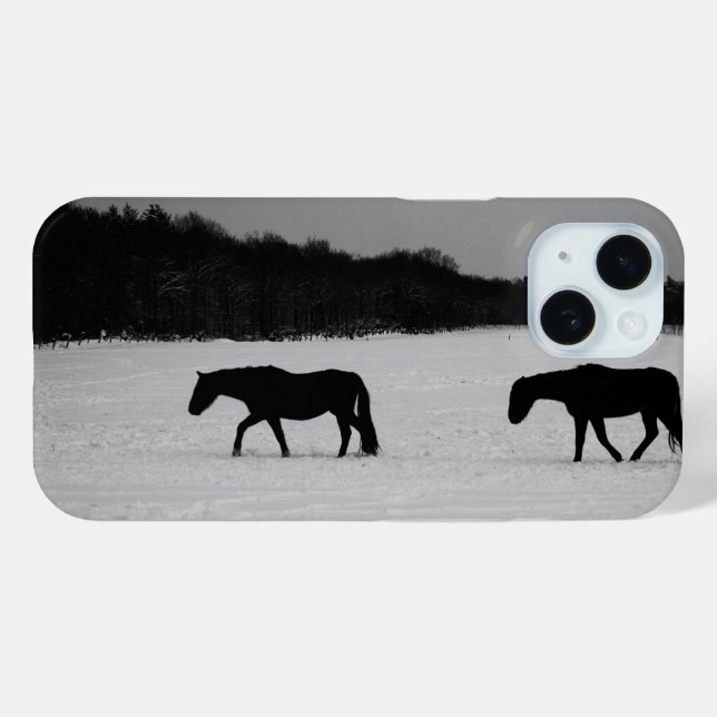 Funda De Case-Mate Para iPhone Caballos Con Hiphcnm De Nieve (Reverso (Horizontal) )