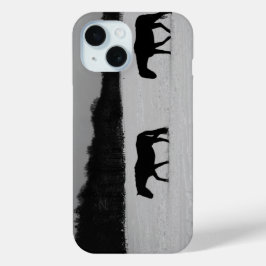 Funda Para iPhone 15 Caballos con ipha de nieve