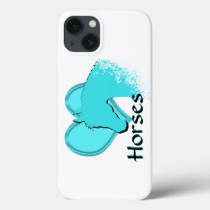 Funda Para iPhone 13 Caballos de Corazón III (aqua)